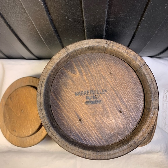 Basketville Hard Wood floral Painted Barrel - Picture 9 of 10